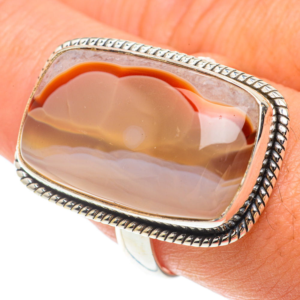 Orange Botswana Agate Rings handcrafted by Ana Silver Co - RING65636