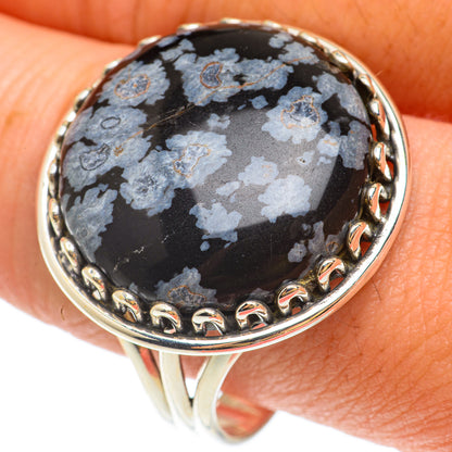 Snowflake Obsidian Rings handcrafted by Ana Silver Co - RING65642