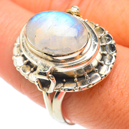 Rainbow Moonstone Rings handcrafted by Ana Silver Co - RING65645