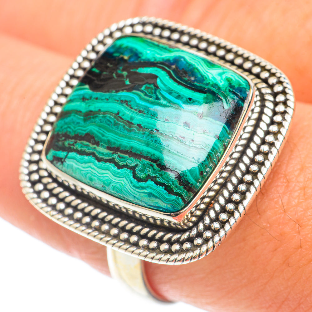 Malachite In Chrysocolla Rings handcrafted by Ana Silver Co - RING65653