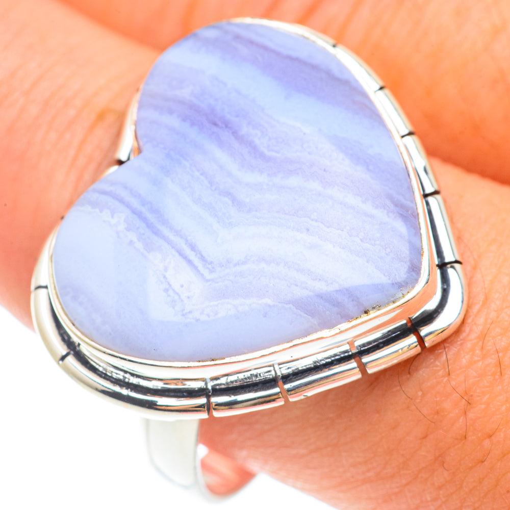 Blue Lace Agate Rings handcrafted by Ana Silver Co - RING65665