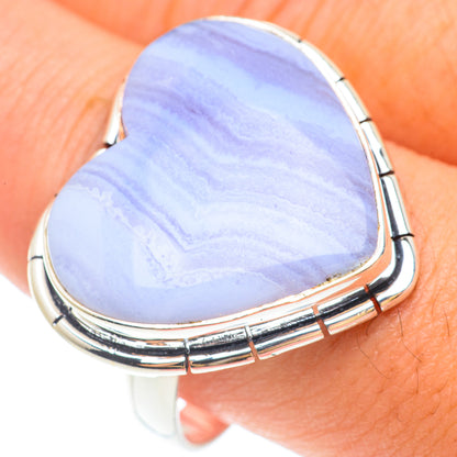 Blue Lace Agate Rings handcrafted by Ana Silver Co - RING65665