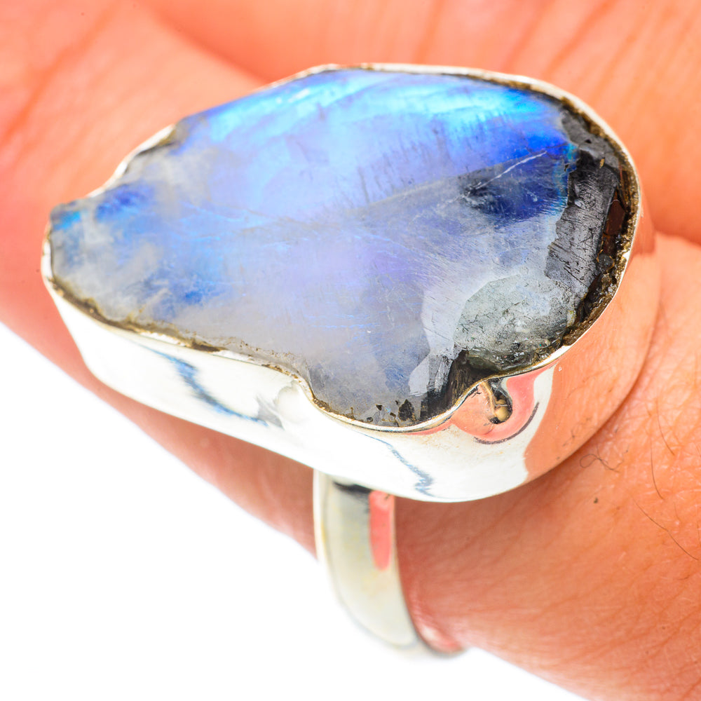 Rainbow Moonstone Rings handcrafted by Ana Silver Co - RING65667