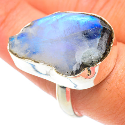 Rainbow Moonstone Rings handcrafted by Ana Silver Co - RING65667