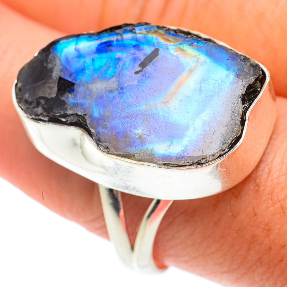 Rainbow Moonstone Rings handcrafted by Ana Silver Co - RING65695