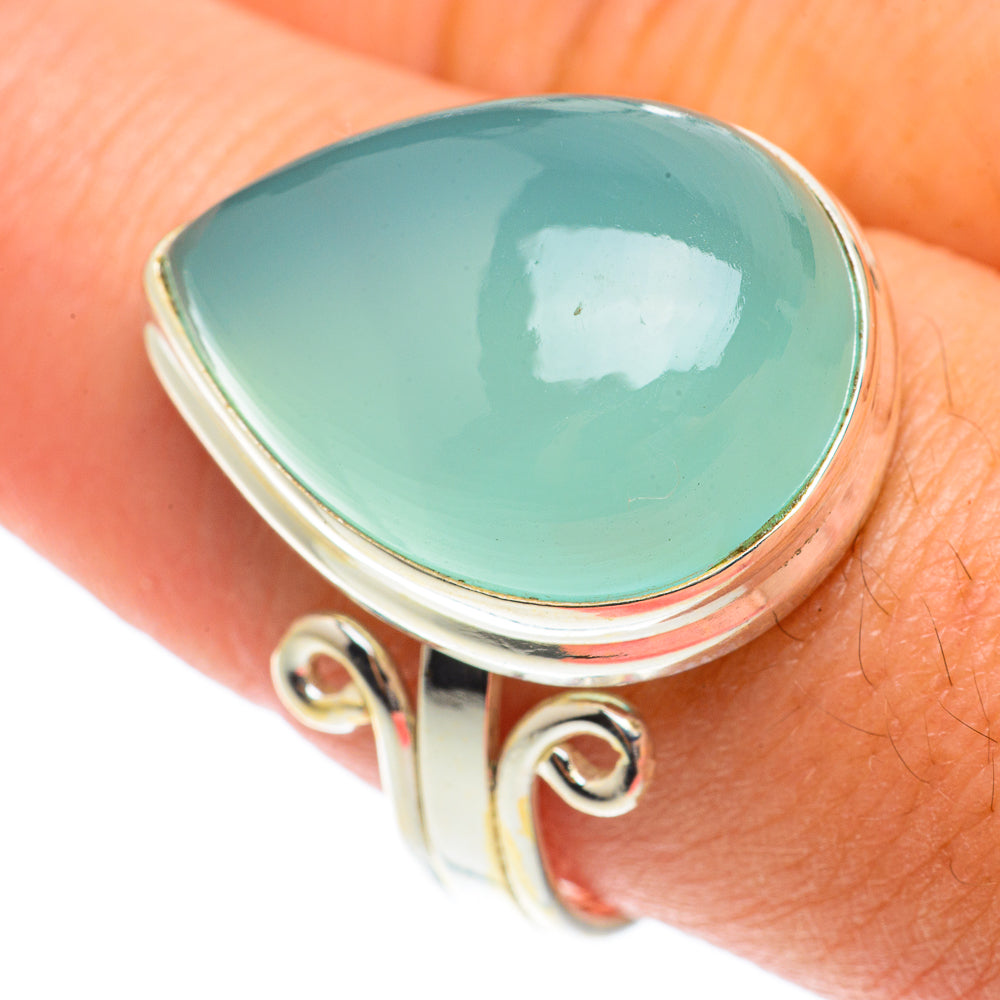 Aqua Chalcedony Rings handcrafted by Ana Silver Co - RING65703