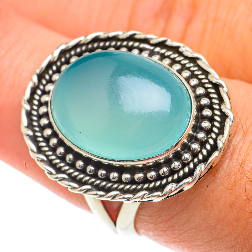 Aqua Chalcedony Rings handcrafted by Ana Silver Co - RING65706