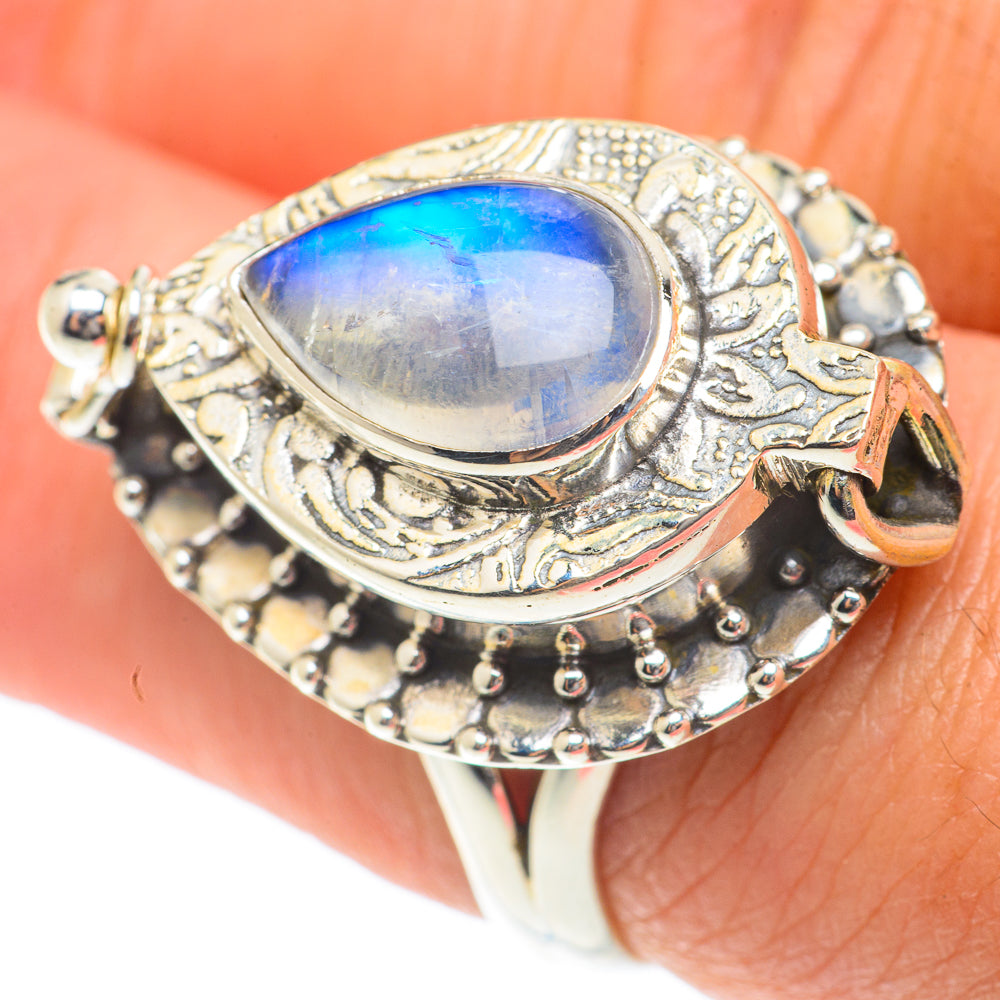 Rainbow Moonstone Rings handcrafted by Ana Silver Co - RING65726