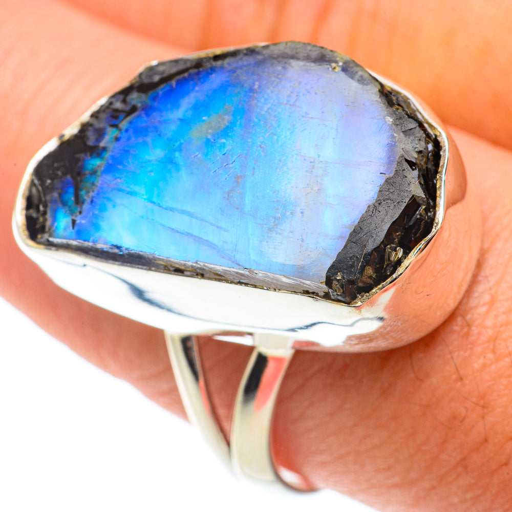 Rainbow Moonstone Rings handcrafted by Ana Silver Co - RING65756