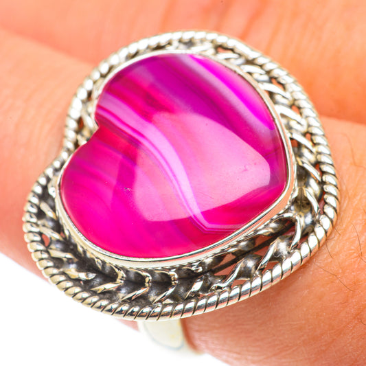 Pink Botswana Agate Rings handcrafted by Ana Silver Co - RING65799