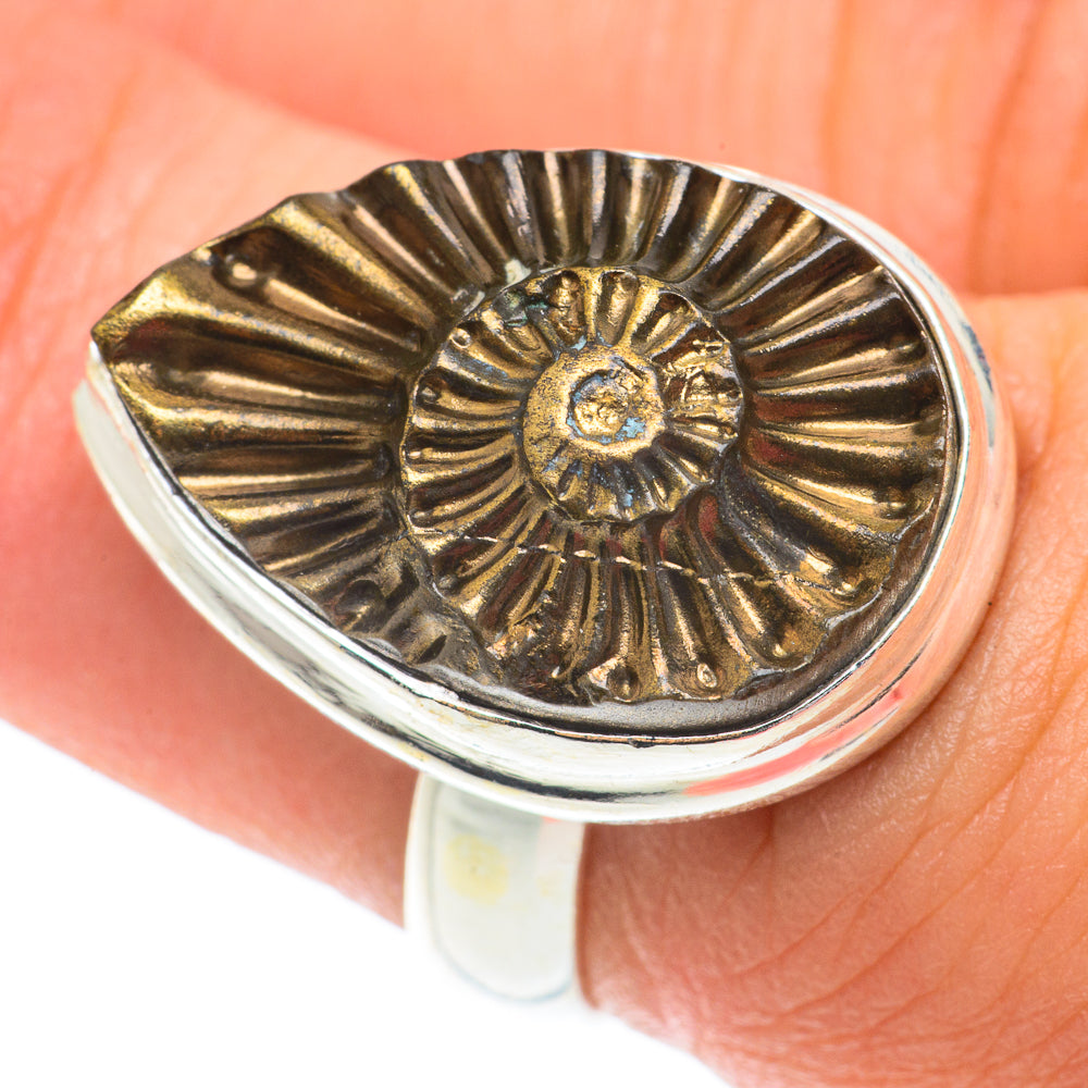 Pyrite Fossil Rings handcrafted by Ana Silver Co - RING65825