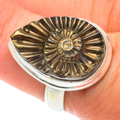 Pyrite Fossil Rings handcrafted by Ana Silver Co - RING65825