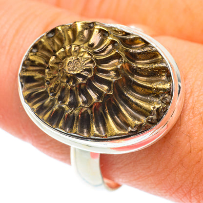 Pyrite Fossil Rings handcrafted by Ana Silver Co - RING65826