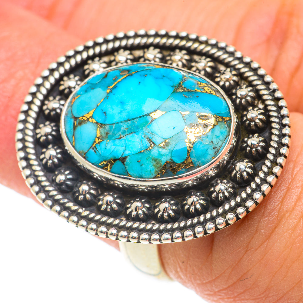 Blue Copper Composite Turquoise Rings handcrafted by Ana Silver Co - RING65835