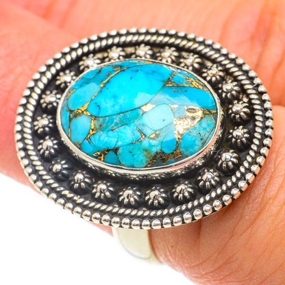 Blue Copper Composite Turquoise Rings handcrafted by Ana Silver Co - RING65835