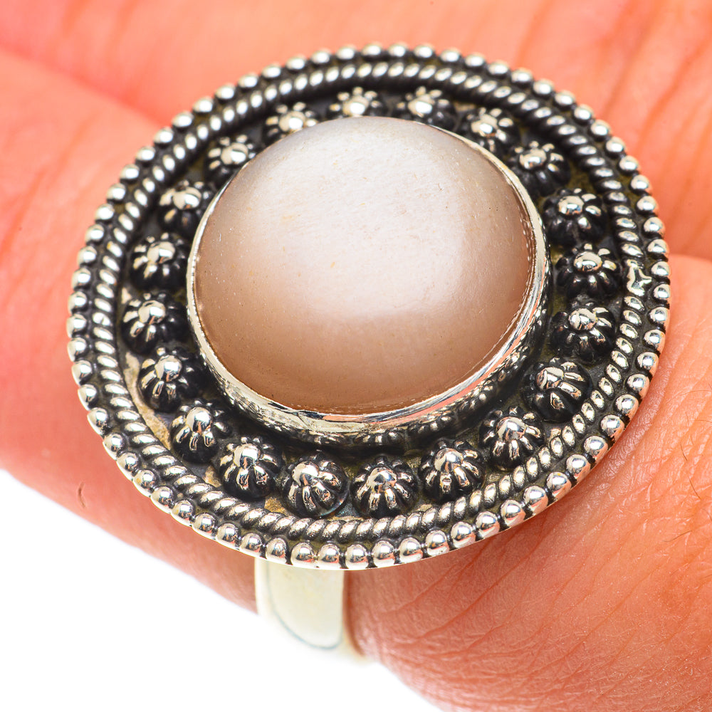 Peach Moonstone Rings handcrafted by Ana Silver Co - RING65840