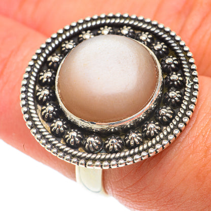 Peach Moonstone Rings handcrafted by Ana Silver Co - RING65840