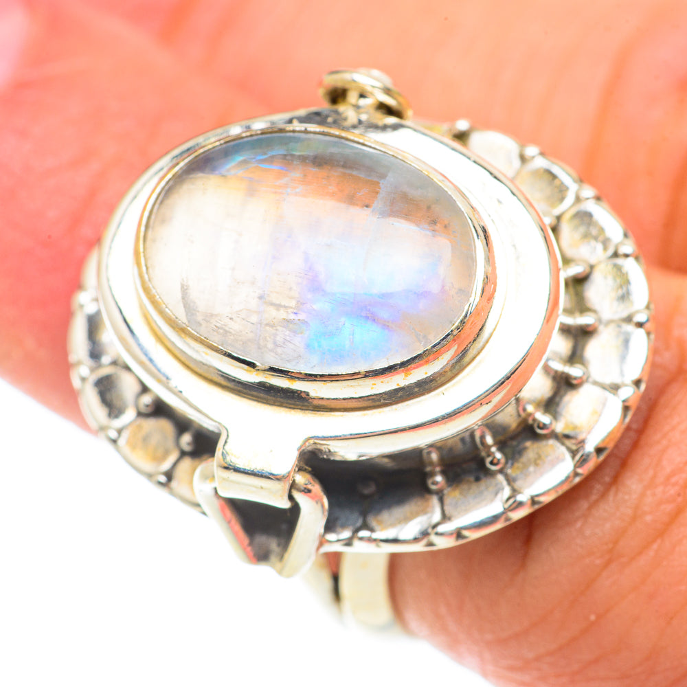 Rainbow Moonstone Rings handcrafted by Ana Silver Co - RING65878