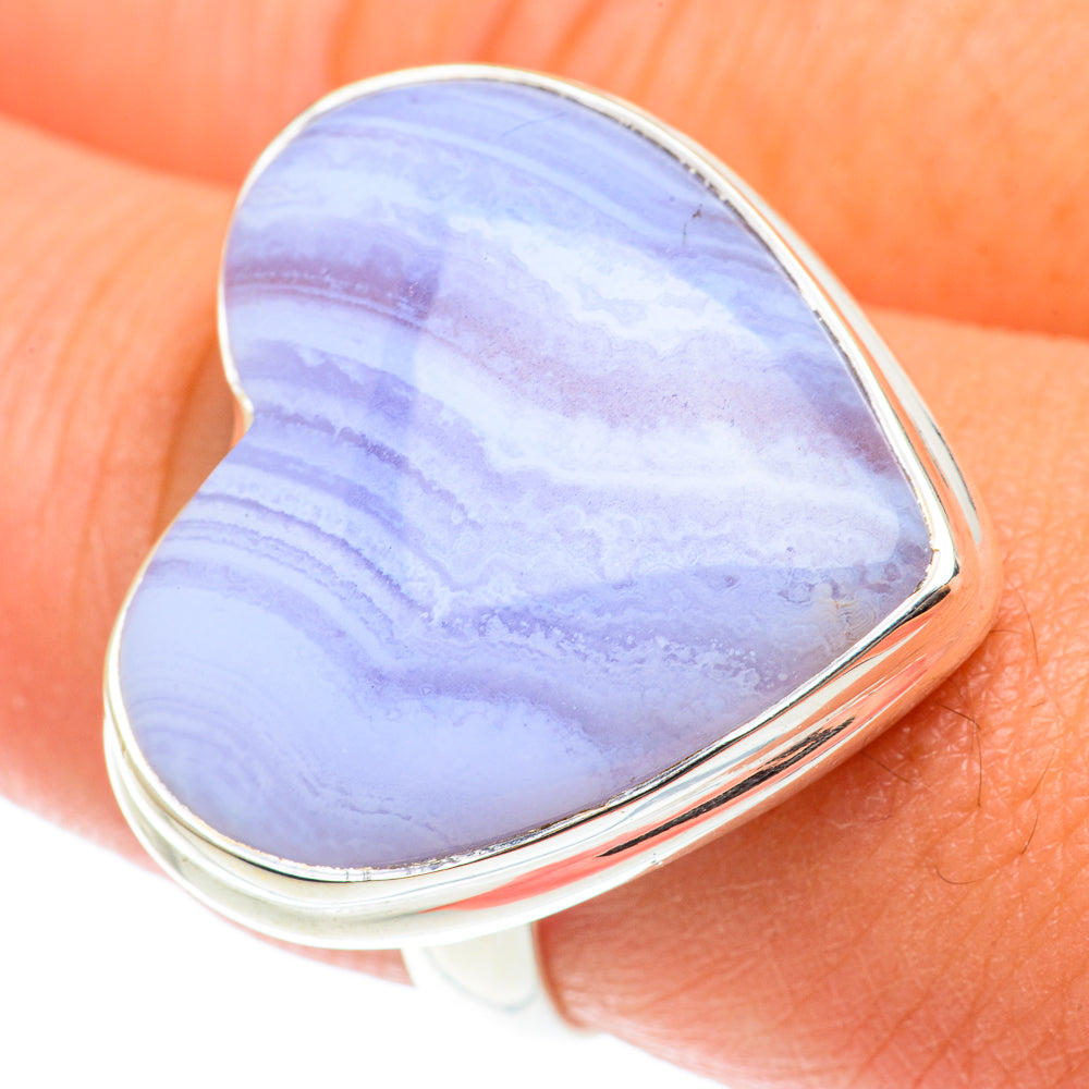 Blue Lace Agate Rings handcrafted by Ana Silver Co - RING65908