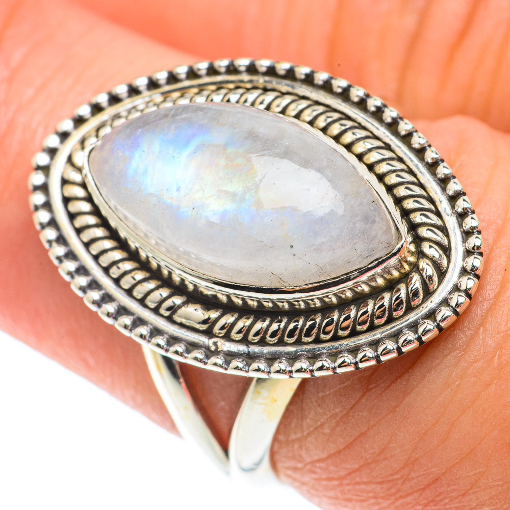 Rainbow Moonstone Rings handcrafted by Ana Silver Co - RING65946