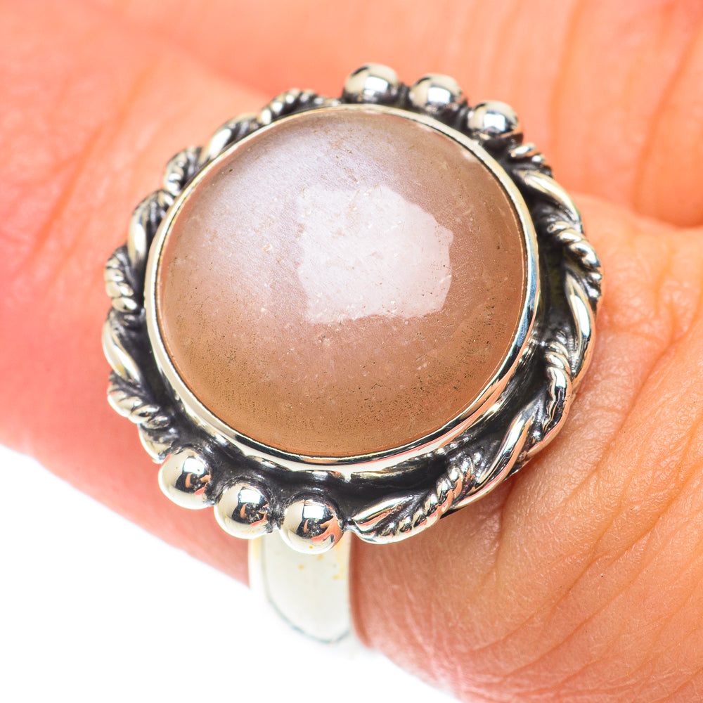 Peach Moonstone Rings handcrafted by Ana Silver Co - RING65990