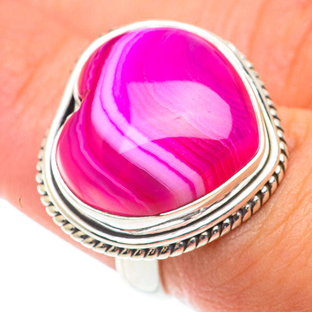 Pink Botswana Agate Rings handcrafted by Ana Silver Co - RING65994