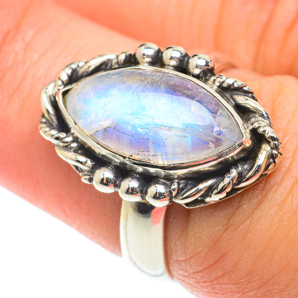 Rainbow Moonstone Rings handcrafted by Ana Silver Co - RING66033