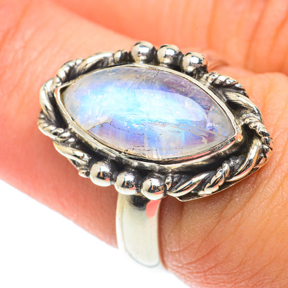 Rainbow Moonstone Rings handcrafted by Ana Silver Co - RING66033