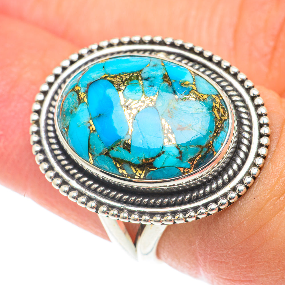 Blue Copper Composite Turquoise Rings handcrafted by Ana Silver Co - RING66041