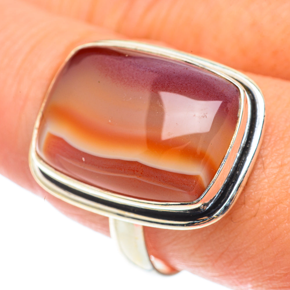 Orange Botswana Agate Rings handcrafted by Ana Silver Co - RING66071