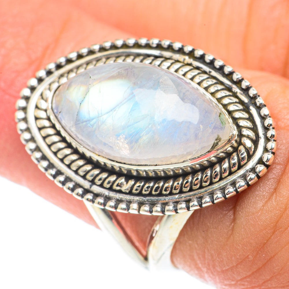 Rainbow Moonstone Rings handcrafted by Ana Silver Co - RING66084