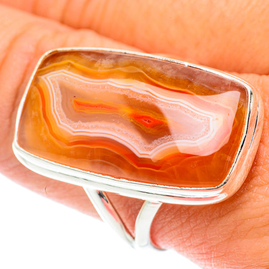 Orange Botswana Agate Rings handcrafted by Ana Silver Co - RING66151