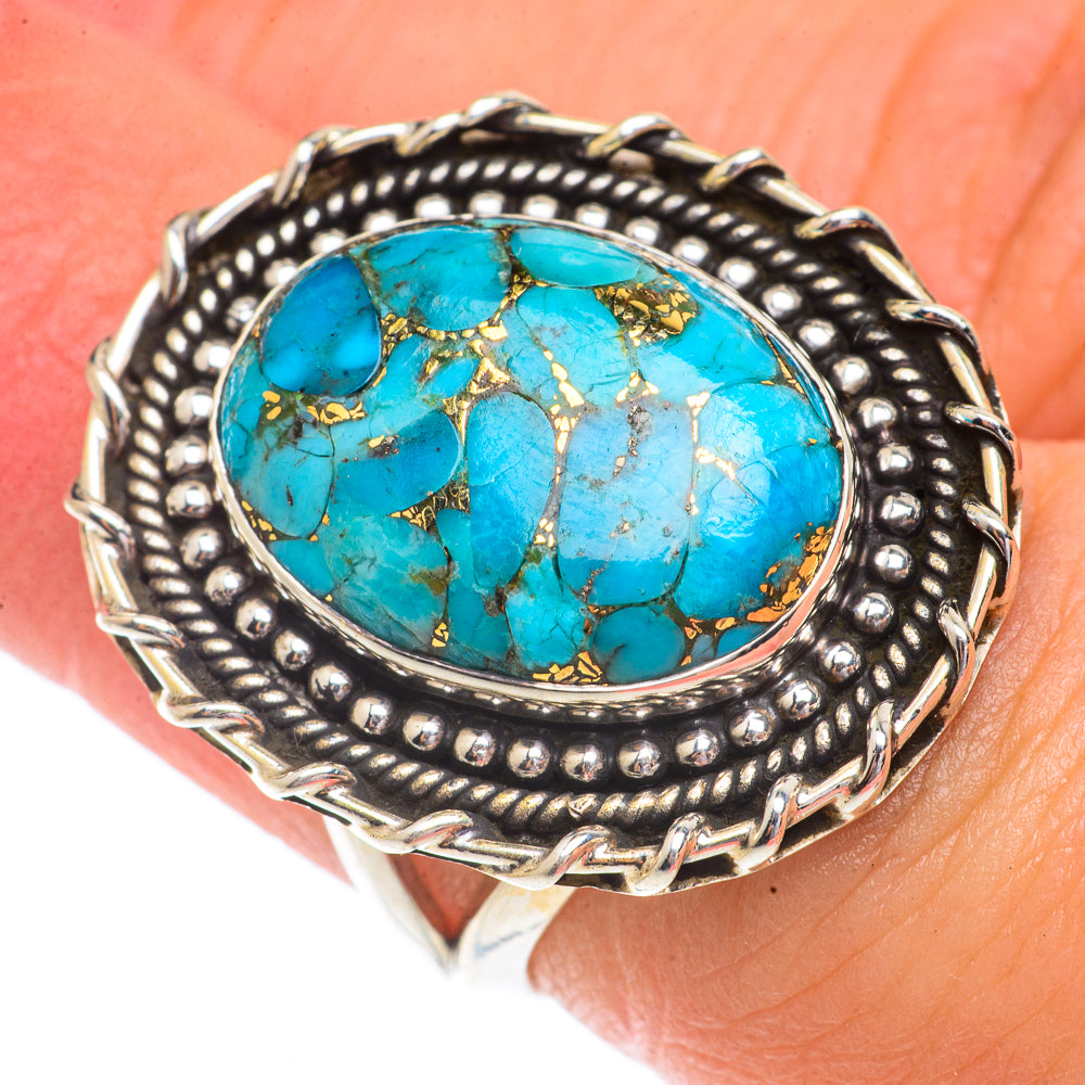 Blue Copper Composite Turquoise Rings handcrafted by Ana Silver Co - RING66214