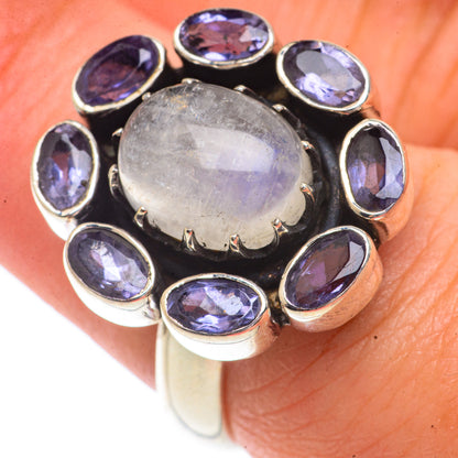 Rainbow Moonstone, Tanzanite Rings handcrafted by Ana Silver Co - RING66230