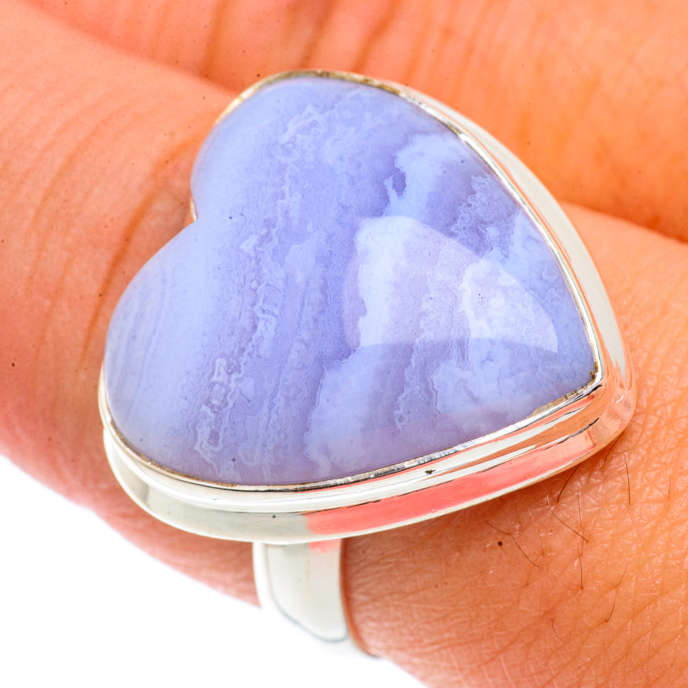 Blue Lace Agate Rings handcrafted by Ana Silver Co - RING66240
