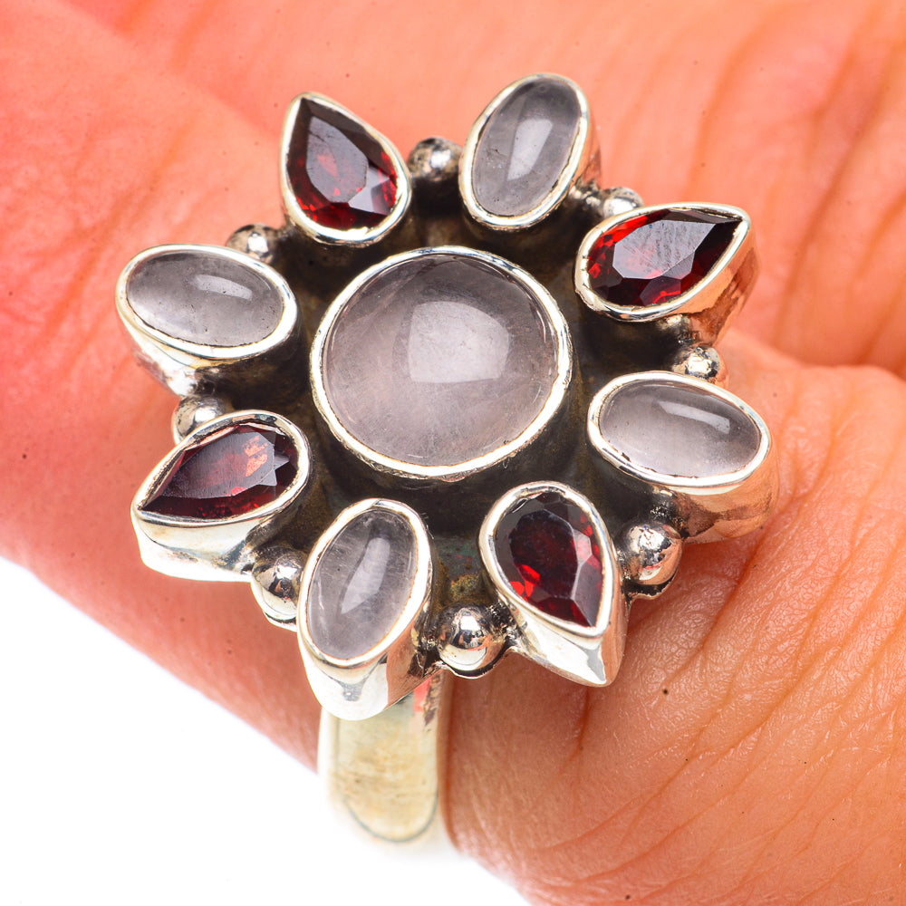 Moonstone, Garnet Rings handcrafted by Ana Silver Co - RING66242