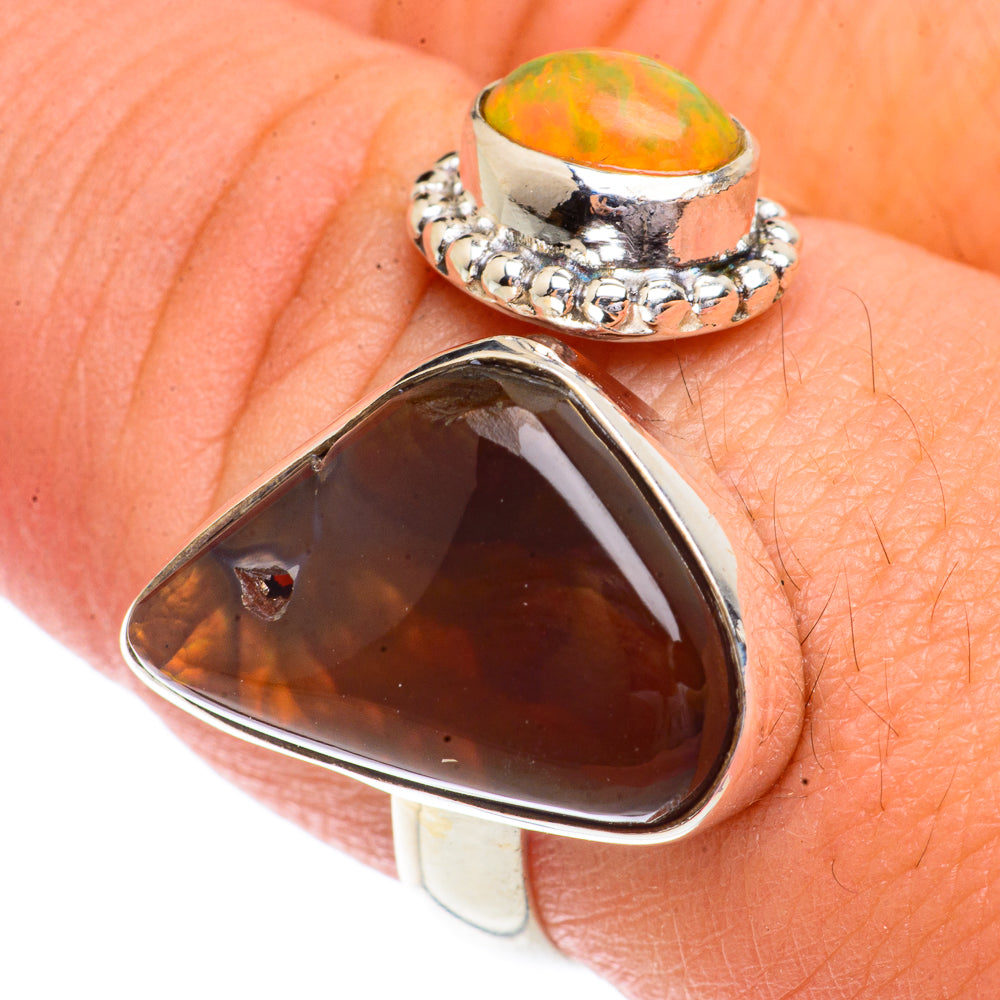 Mexican Fire Agate, Ethiopian Opal Rings handcrafted by Ana Silver Co - RING66243