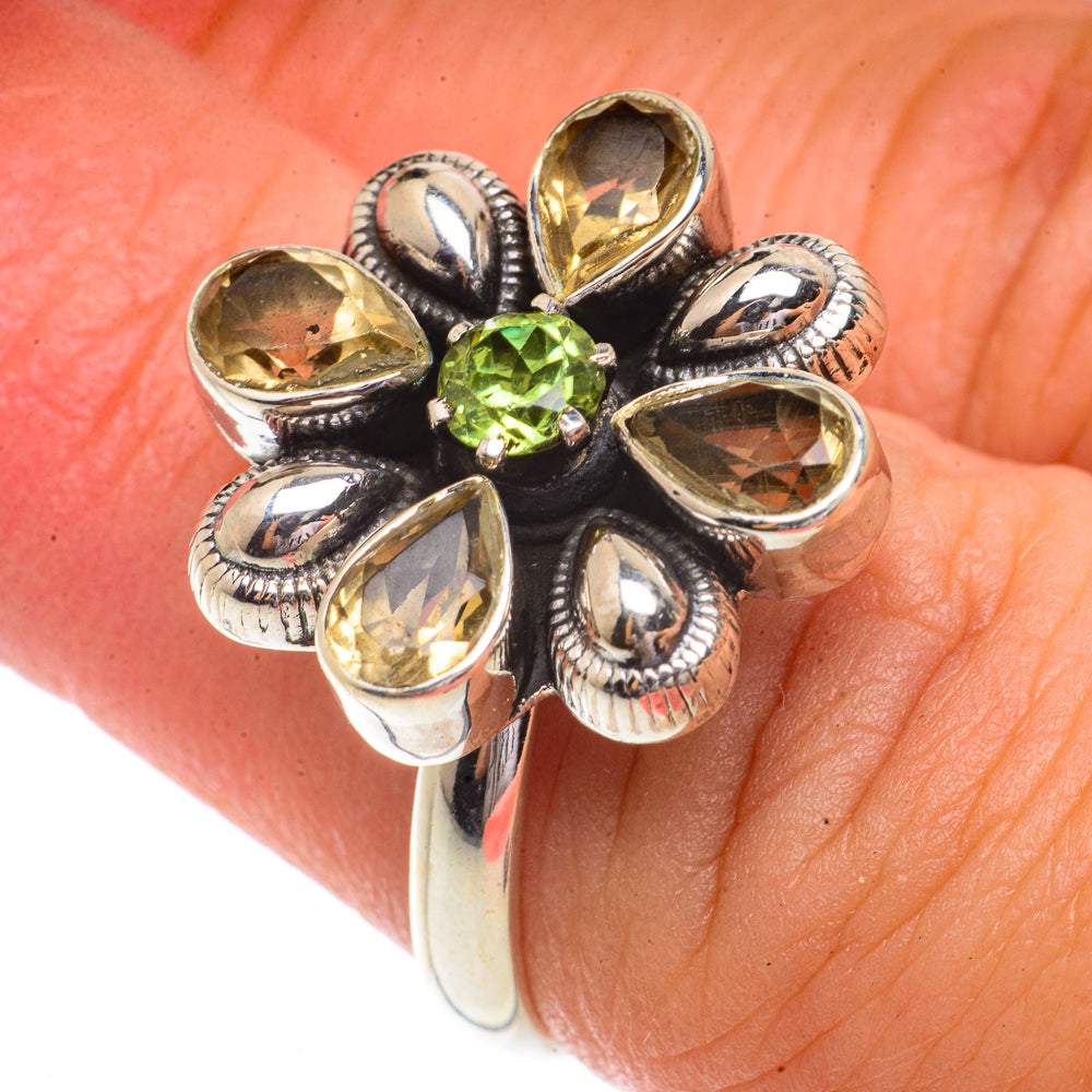 Citrine, Peridot Rings handcrafted by Ana Silver Co - RING66255