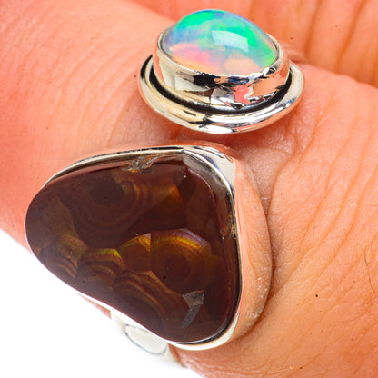 Mexican Fire Agate, Ethiopian Opal Rings handcrafted by Ana Silver Co - RING66273
