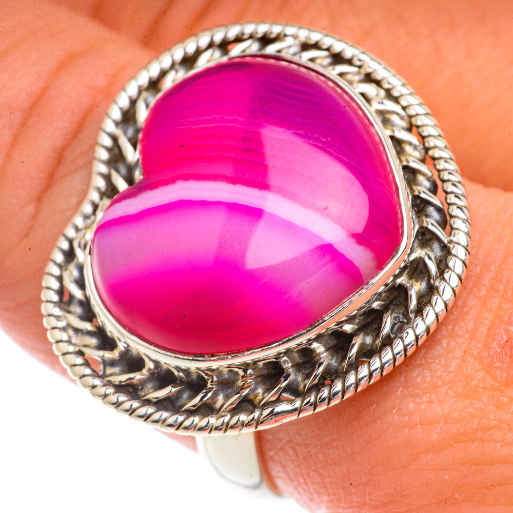 Pink Botswana Agate Rings handcrafted by Ana Silver Co - RING66325
