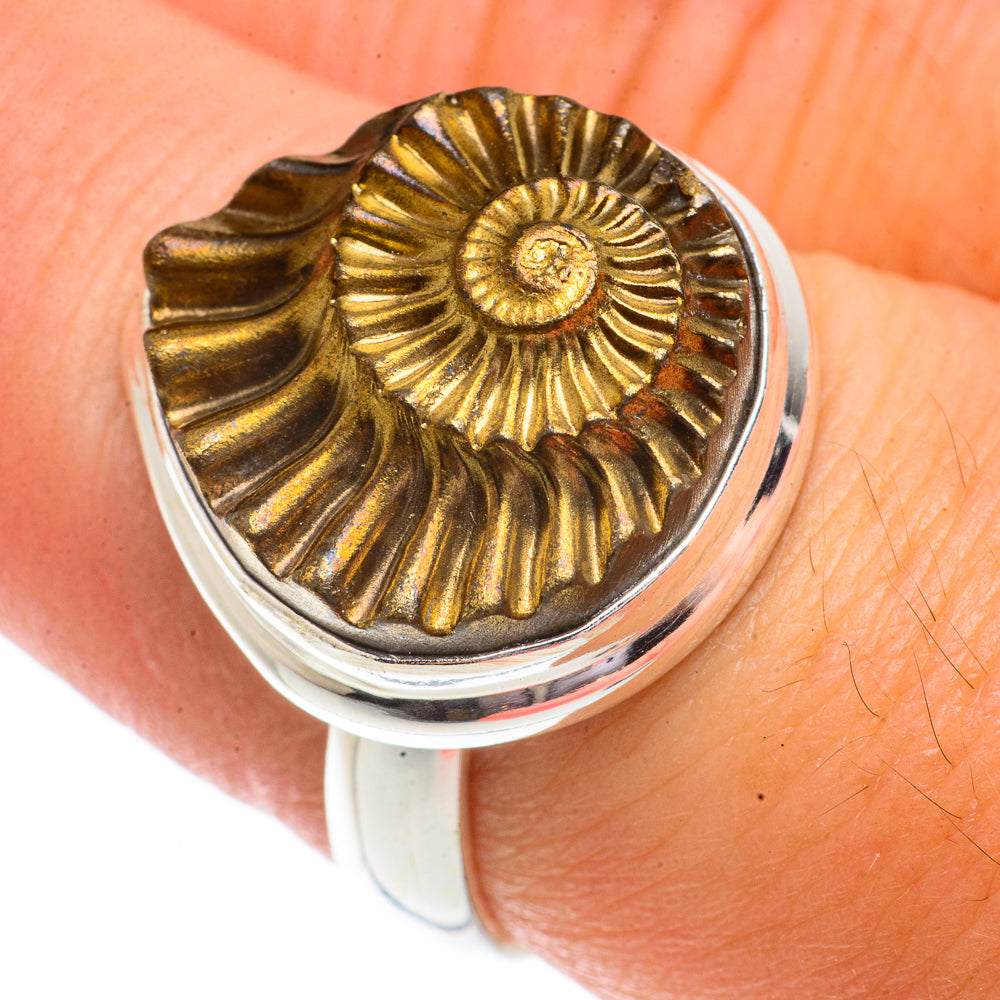 Pyrite Fossil Rings handcrafted by Ana Silver Co - RING66326