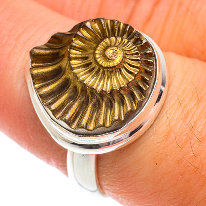 Pyrite Fossil Rings handcrafted by Ana Silver Co - RING66326