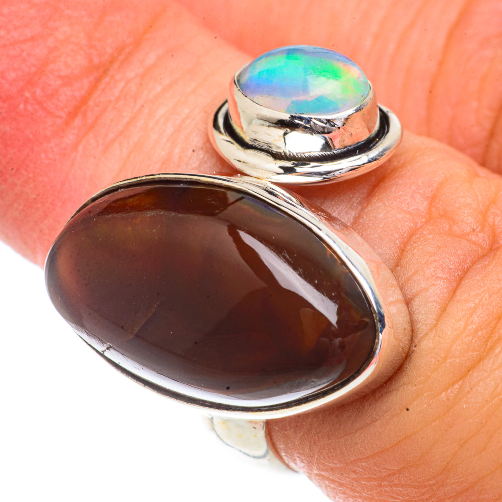 Mexican Fire Agate, Ethiopian Opal Rings handcrafted by Ana Silver Co - RING66337