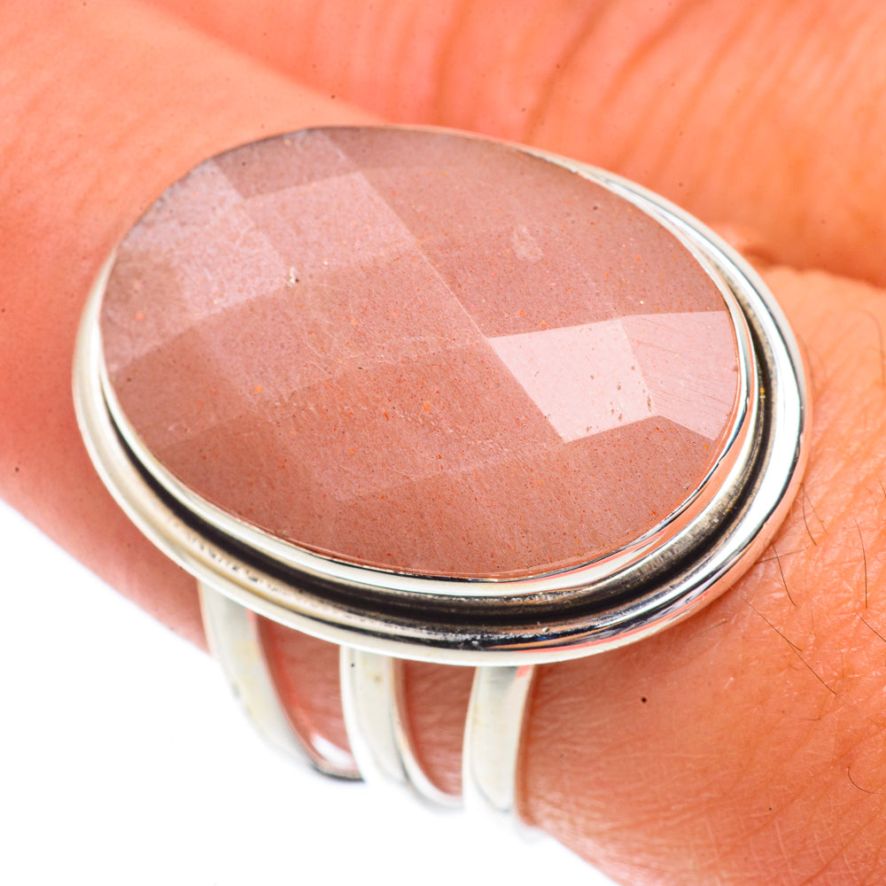 Peach Moonstone Rings handcrafted by Ana Silver Co - RING66351
