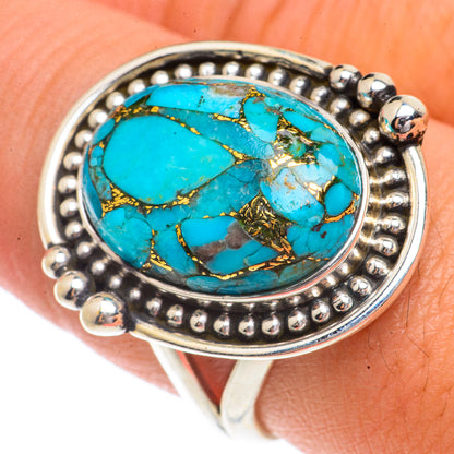 Blue Copper Composite Turquoise Rings handcrafted by Ana Silver Co - RING66374