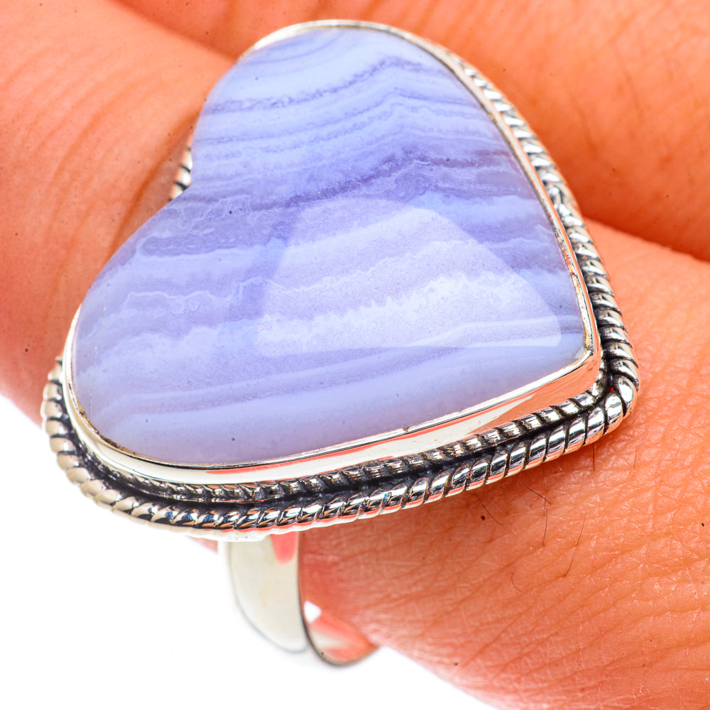 Blue Lace Agate Rings handcrafted by Ana Silver Co - RING66390