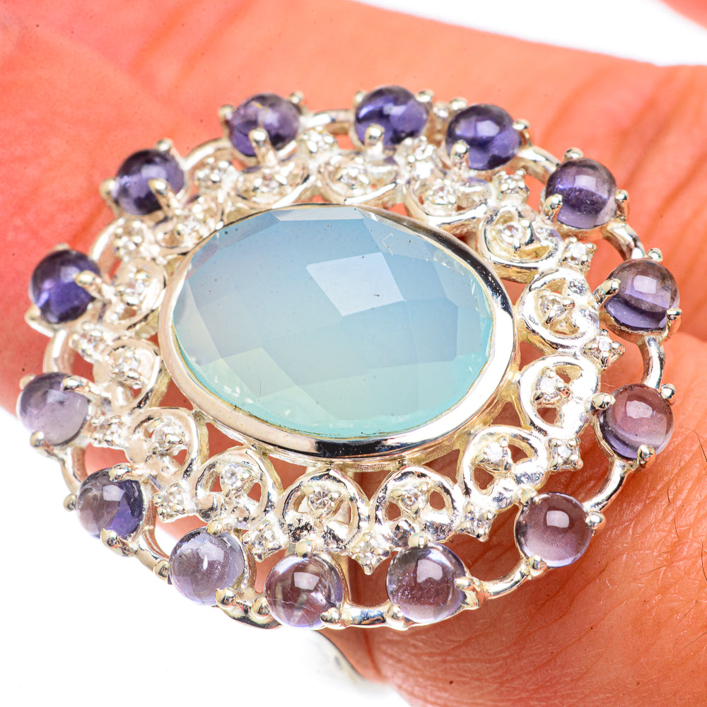 Aqua Chalcedony, Tanzanite Rings handcrafted by Ana Silver Co - RING66404