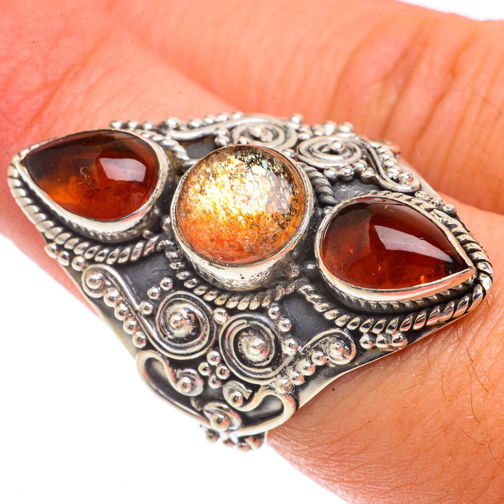 Sunstone, Baltic Amber Rings handcrafted by Ana Silver Co - RING66418