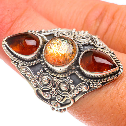 Sunstone, Baltic Amber Rings handcrafted by Ana Silver Co - RING66418