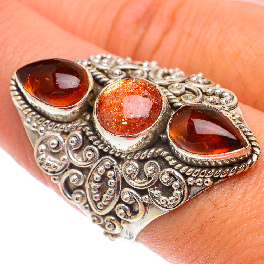 Sunstone, Baltic Amber Rings handcrafted by Ana Silver Co - RING66420